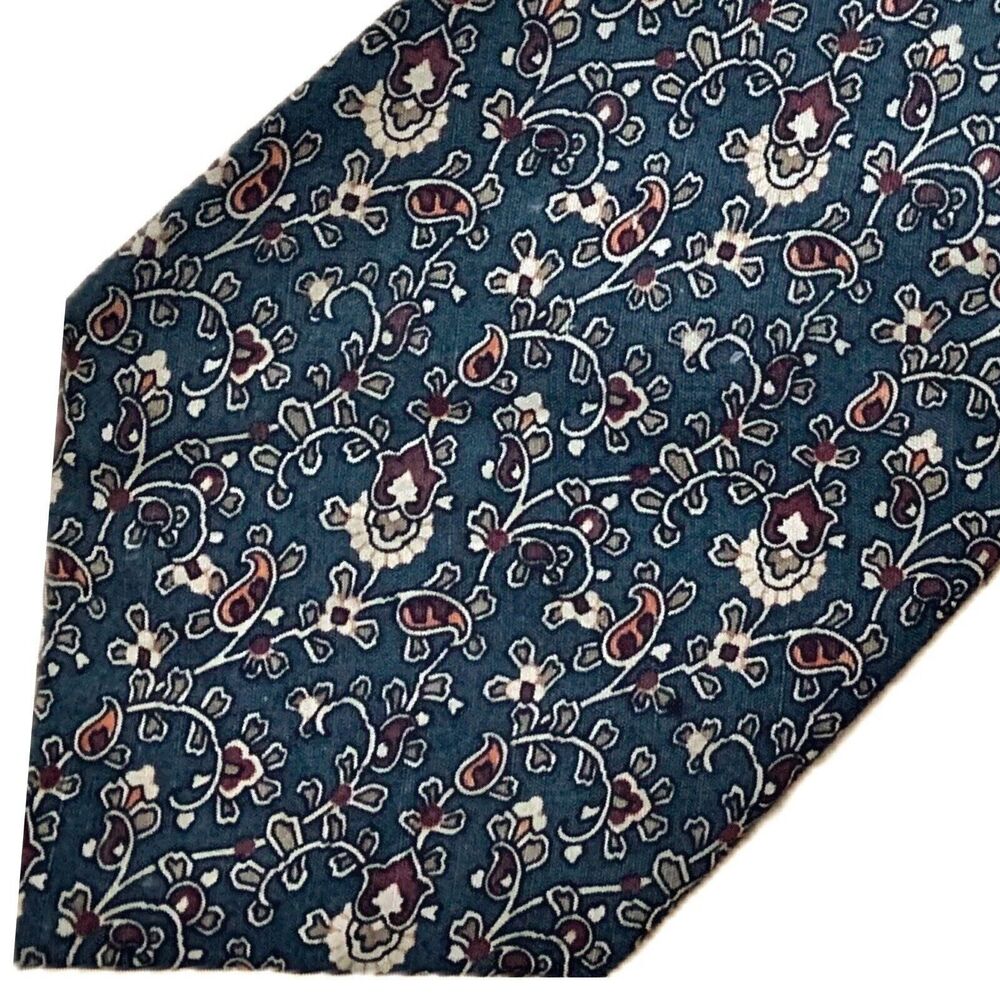 Pierre Cardin Silk Tie Green Brown Paisley Print Couture‎ Collection Vintage